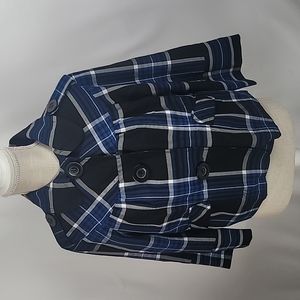 ALC Plaid Navy Black White Jacket Size Large